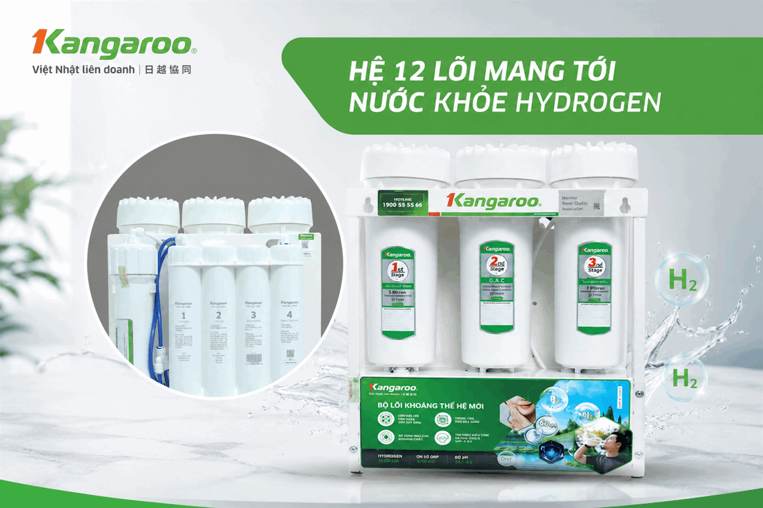 Hệ thống 12 lõi lọc mang tới nước khỏe Hydrogen